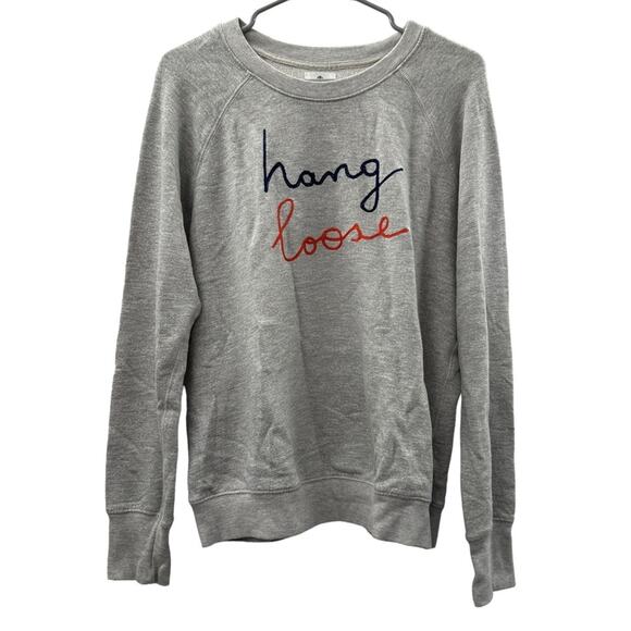 Sundry Gray Hang Loose Embroidered Wording Long Sleeve Crewneck Sweater Sz 1 (S) - Picture 1 of 9